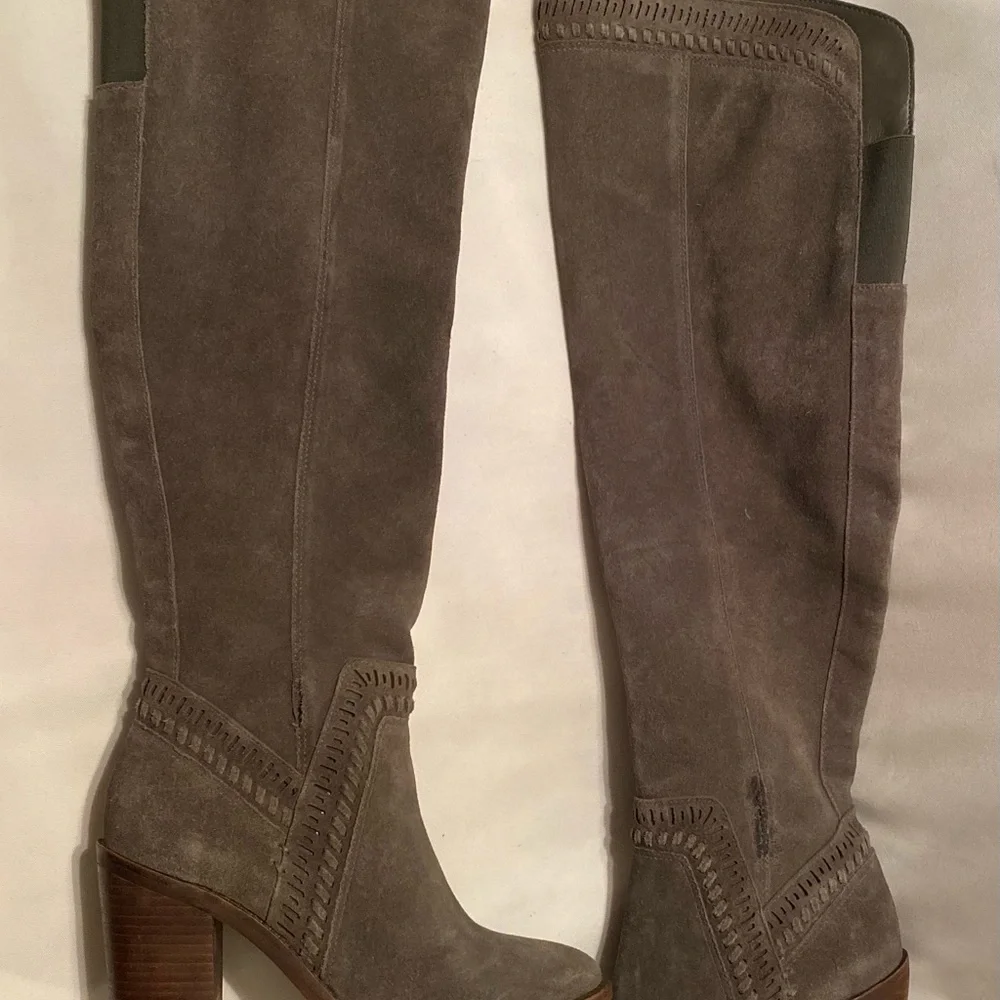 Vince Camuto Madolee Over the Knee Leather Boots Gray size 7 Beautiful